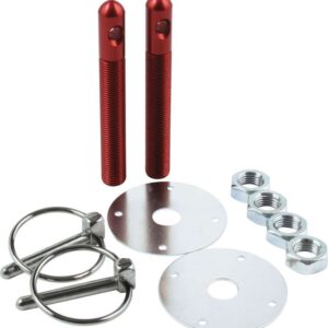 ALLSTAR PERFORMANCE Alum Hood Pin Kit 1/2in with 1/4in Clips Red ALL18501