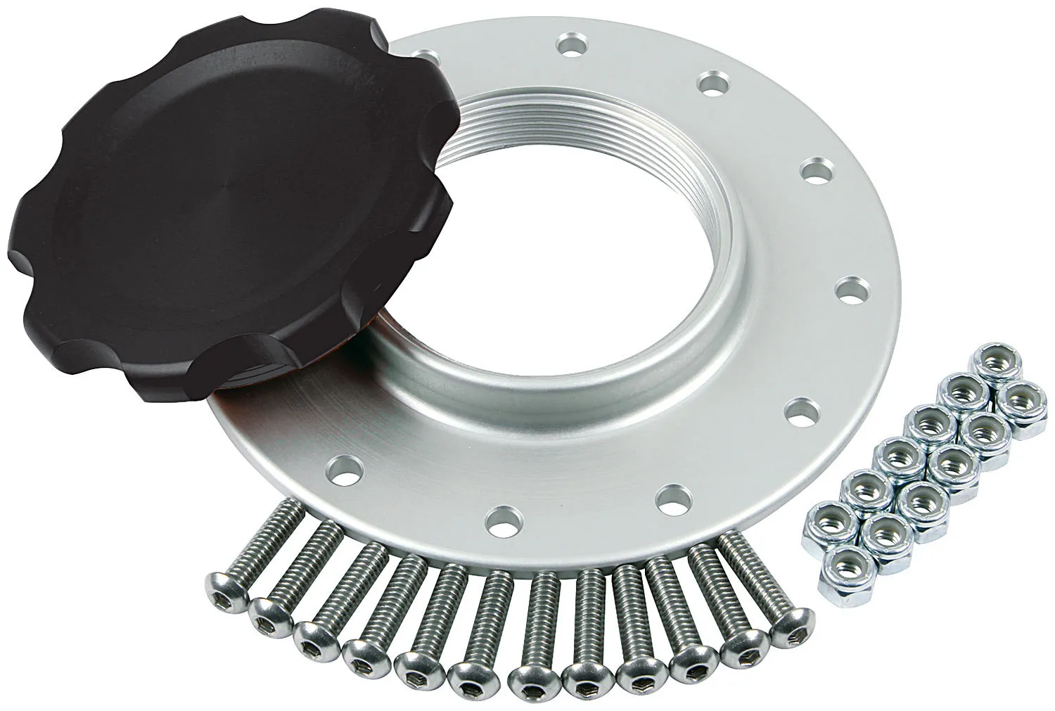 ALLSTAR PERFORMANCE Fuel Cell Cap and Bung RCI/JAZ 12-Bolt Black ALL40136