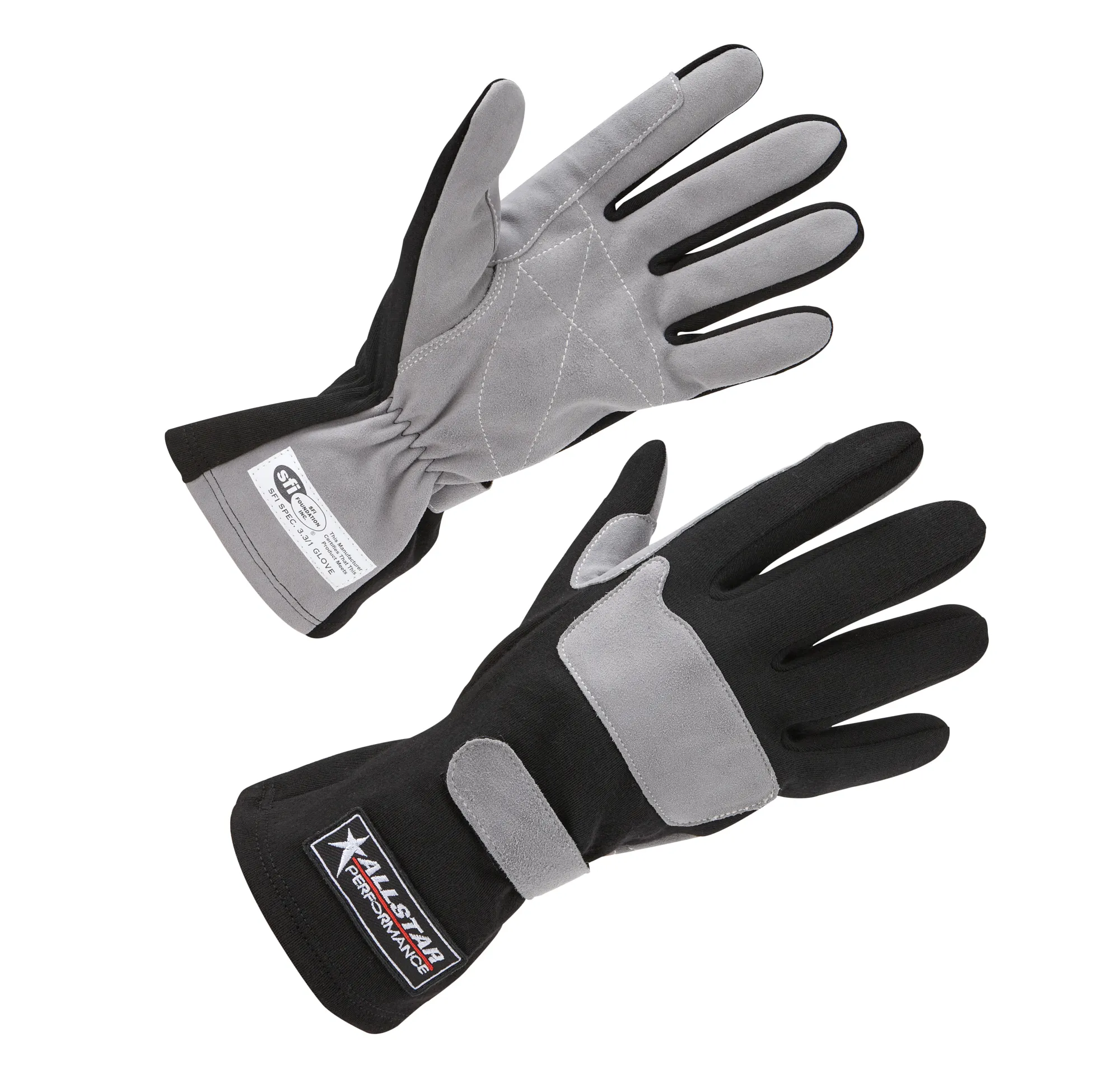 ALLSTAR PERFORMANCE Driving Gloves SFI 3.3/1 S/L Black/Gray Medium ALL911012