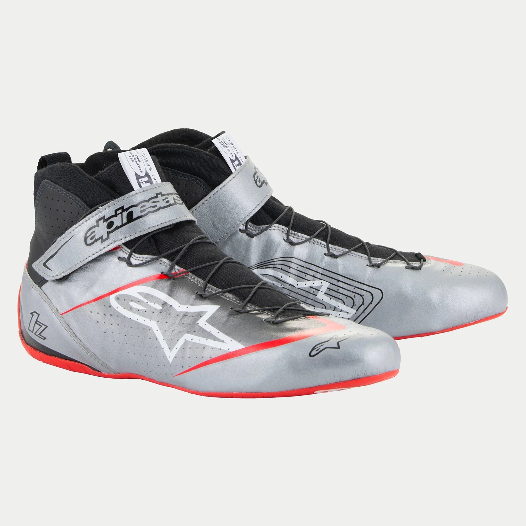 ALPINESTARS USA Shoe Tech-1Z V3 Silver / Red Size 13 2715524-1258-13