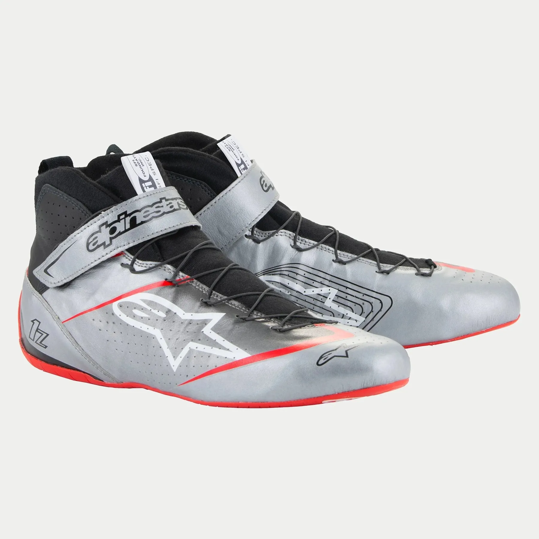 ALPINESTARS USA Shoe Tech-1Z V3 Silver / Red Size 8.5 2715524-1258-8.5
