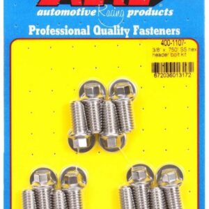 ARP S/S Header Bolt Kit - 3/8 x .750 UHL (12) 400-1107