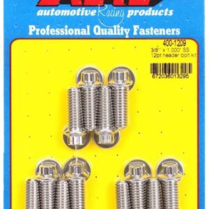 ARP S/S Header Bolt Kit - 3/8 x 1.00 UHL (12) 400-1209