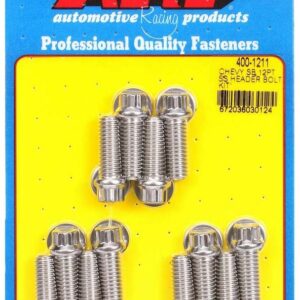 ARP S/S Header Bolt Kit - 3/8 x 1.00 UHL (12) 400-1211