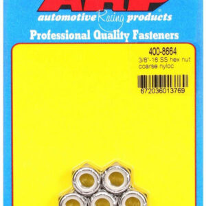 ARP S/S Hex Nyloc Nuts 3/8-16 (5) 400-8664