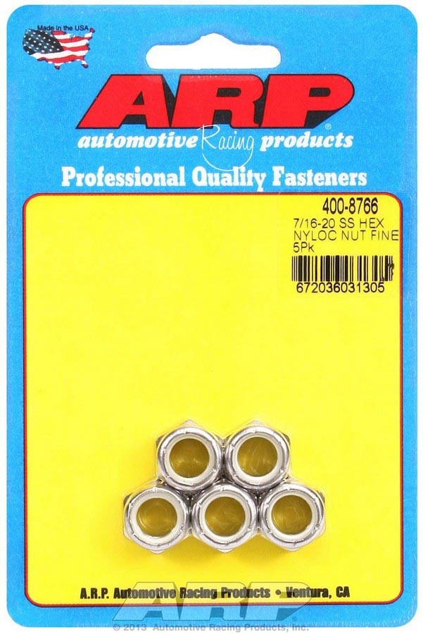ARP S/S 6pt. Fine Nyloc Nuts - 7/16-20 (5) 400-8766