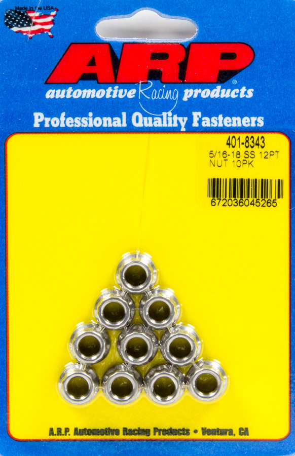 ARP S/S 12pt. Nut - 5/16-18 10pk 401-8343