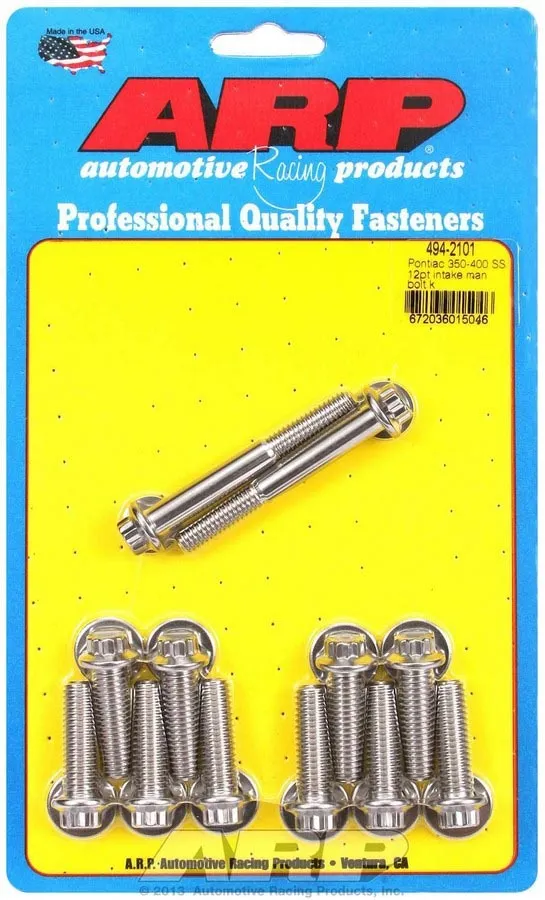 ARP Pontiac S/S Intake Bolt Kit 12pt. 494-2101