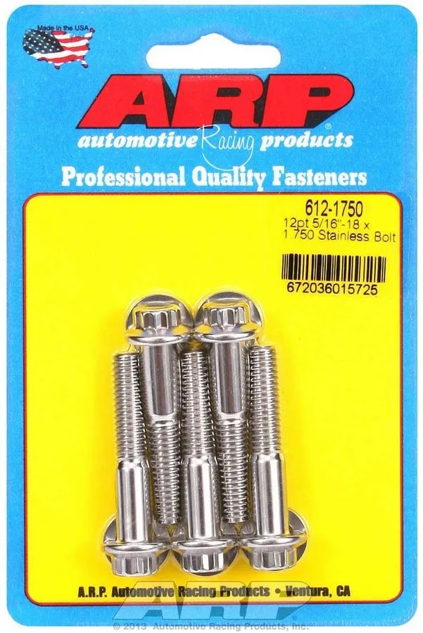 ARP S/S Bolt Kit - 12pt. (5) 5/16-18 x 1.750 612-1750