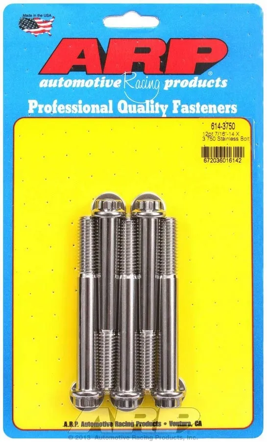 ARP S/S Bolt Kit - 12pt. (5) 7/16-14 x 3.750 614-3750