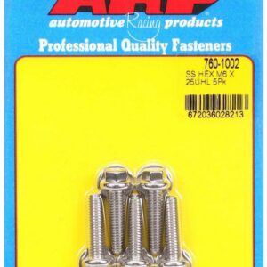 ARP SS Bolt Kit - 6pt 5pk 6mm x 1.00 x 25mm 760-1002