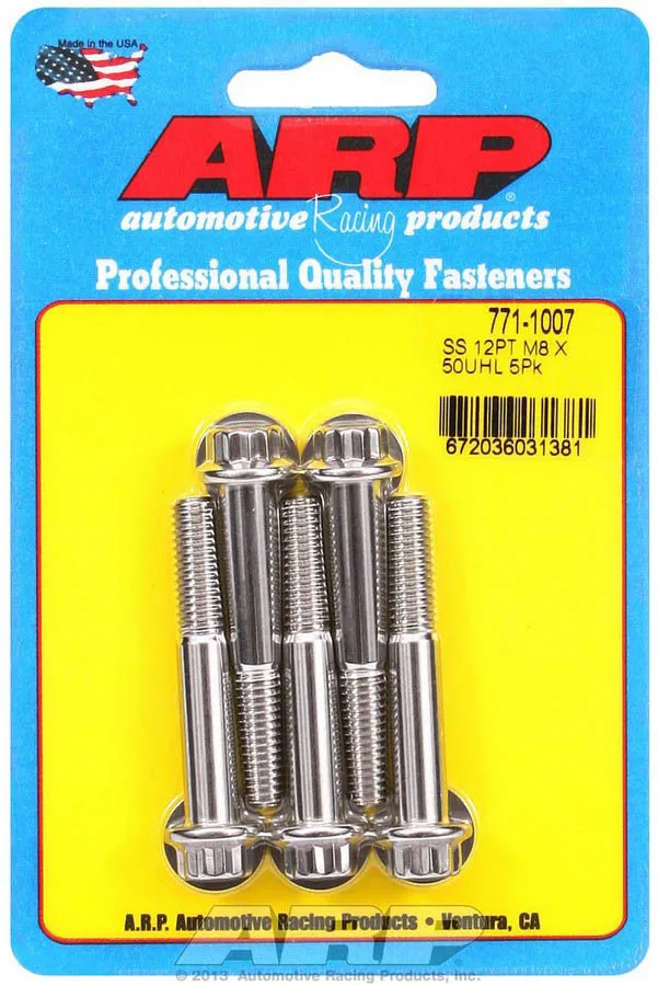 ARP S/S Bolt Kit - 12pt. (5) 8mm x 1.25 x 50mm 771-1007
