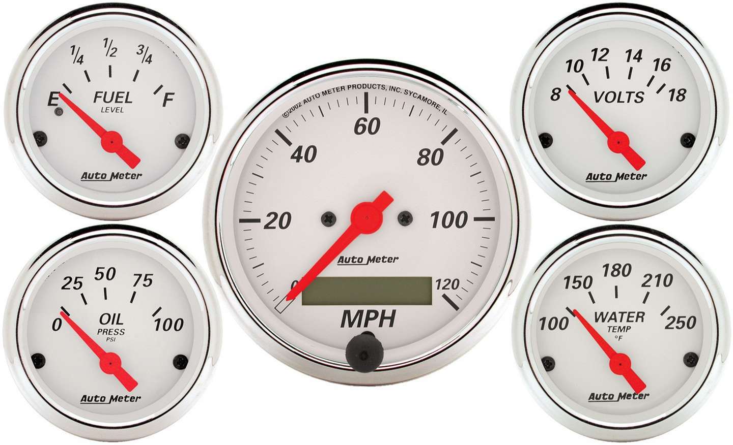 AUTOMETER Arctic White Gauge Kit W/Red Pointer 1302