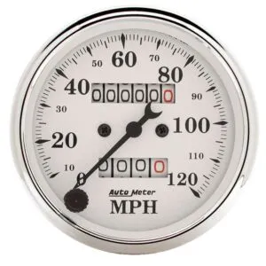 AUTOMETER Old Tyme White 3 1/8in 120MPH Mech. Speedo 1693
