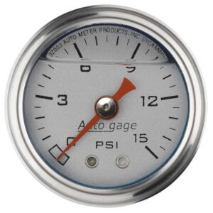 AUTOMETER 1-1/2in Pressure Gauge - 0-15psi - Silver Face 2178