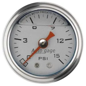 AUTOMETER 1-1/2in Pressure Gauge - 0-15psi - Silver Face 2178