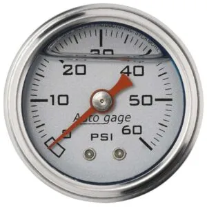 AUTOMETER 1-1/2in Pressure Gauge - 0-60psi - Silver Face 2179
