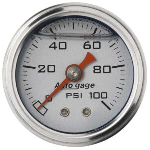 AUTOMETER 1-1/2in Pressure Gauge - 0-100psi - Silver Face 2180