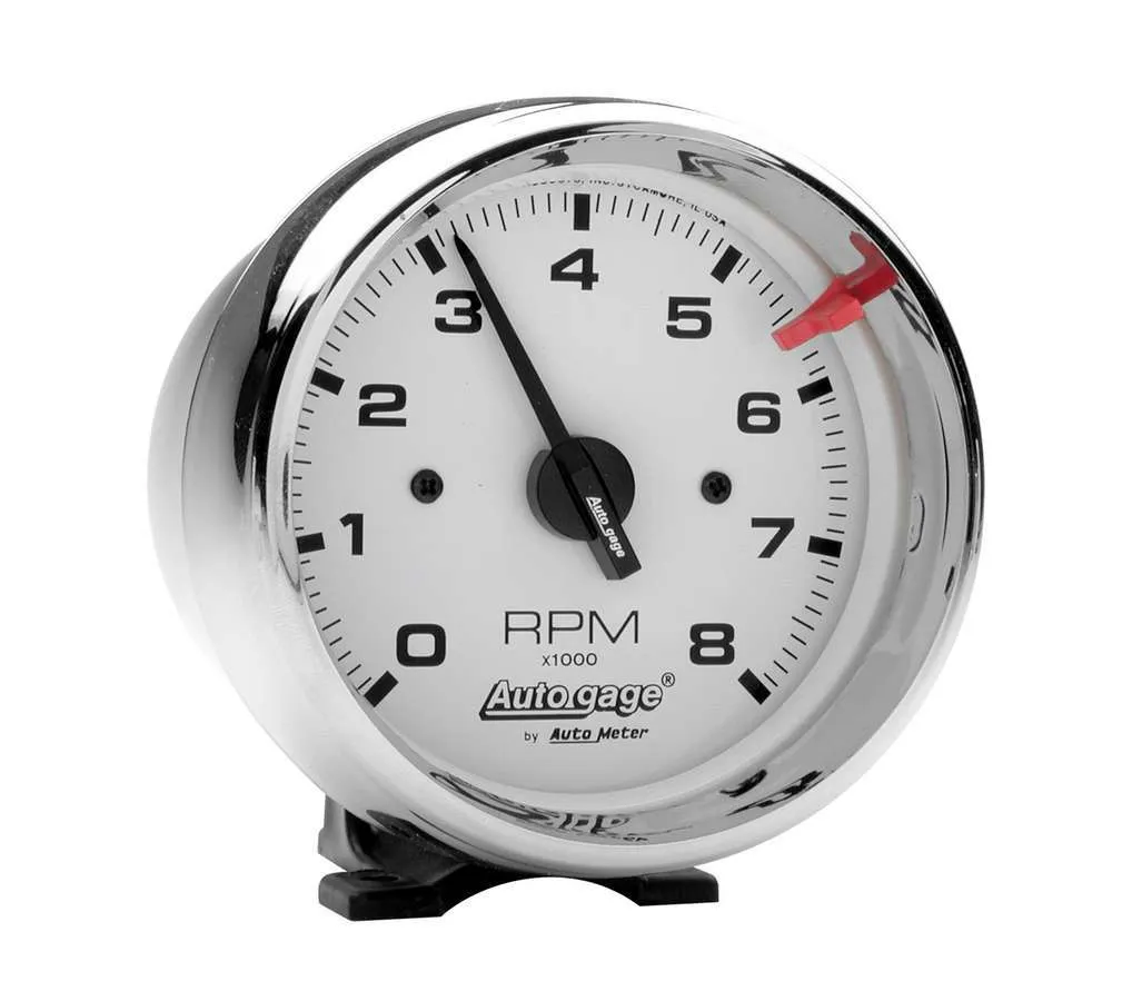 AUTOMETER 3-3/4in White Face Tach- Chrome Cup 2304