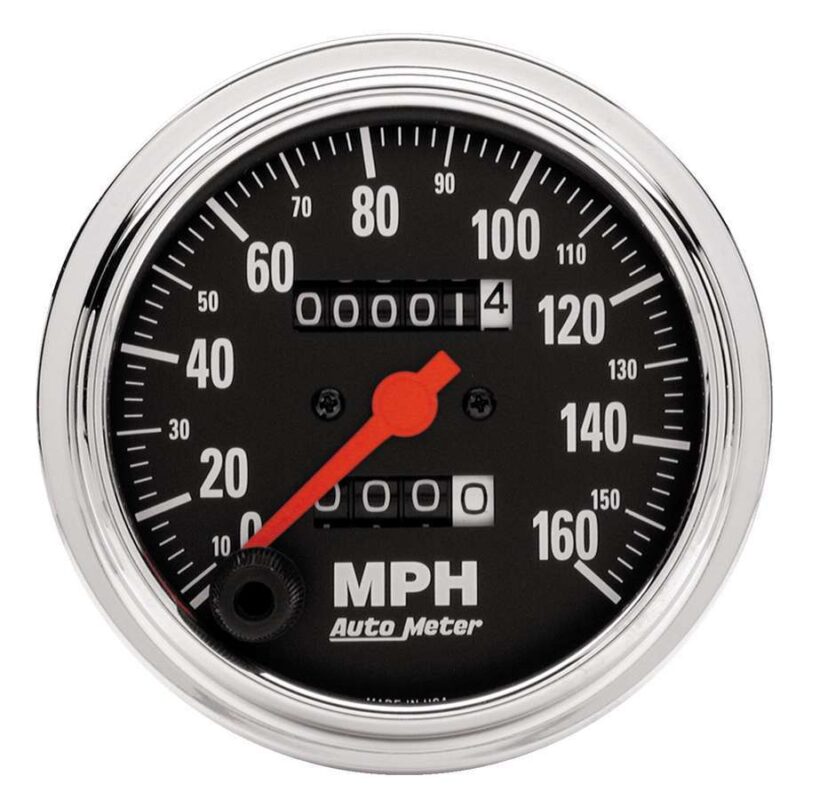 Three Wheel Speedometer AUTOMETER Mech. Speedo w/Trip Odom 2494