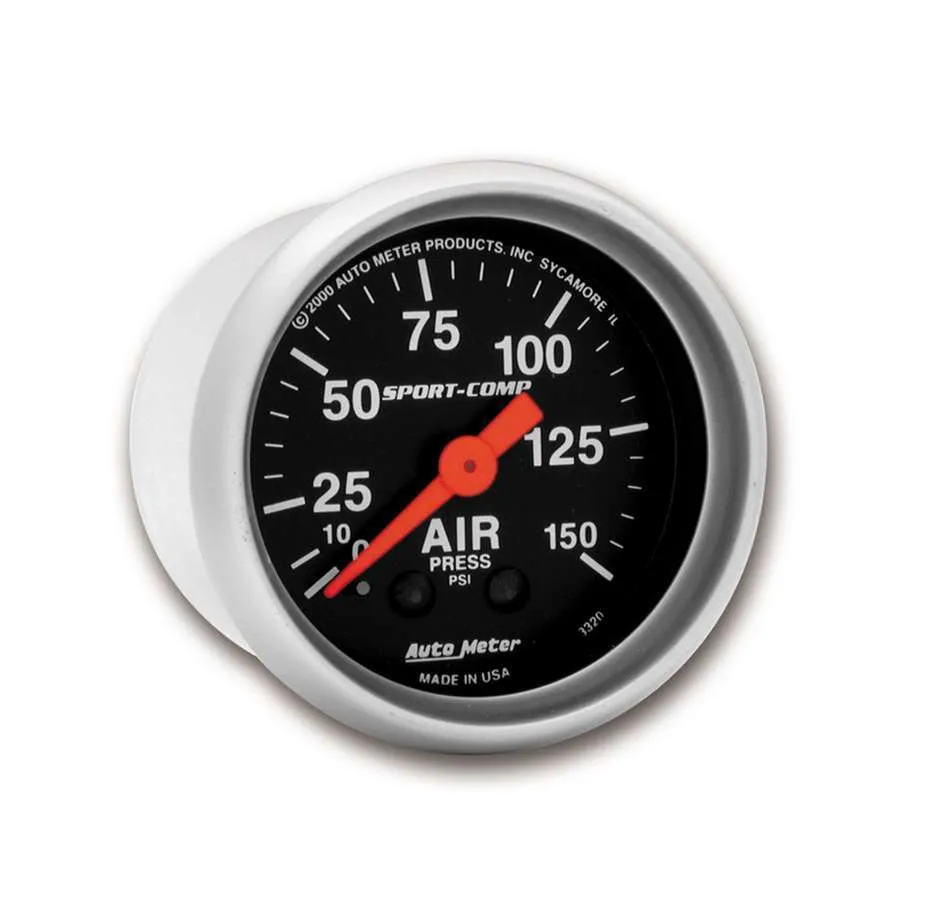 AUTOMETER 2-1/16in S/C Air Press. Gauge 0-150psi 3320