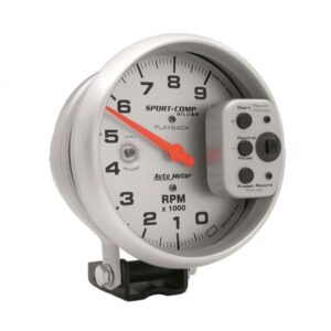 AUTOMETER 5in S/C Silver 9000 RPM Playback Tach 3964