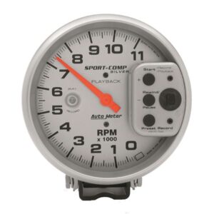 AUTOMETER 5in S/C Silver 11000 RPM Playback Tach 3965