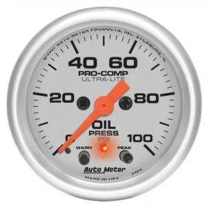 AUTOMETER 2-1/16in U/L Oil Press. Gauge w/Peak & Warning 4352