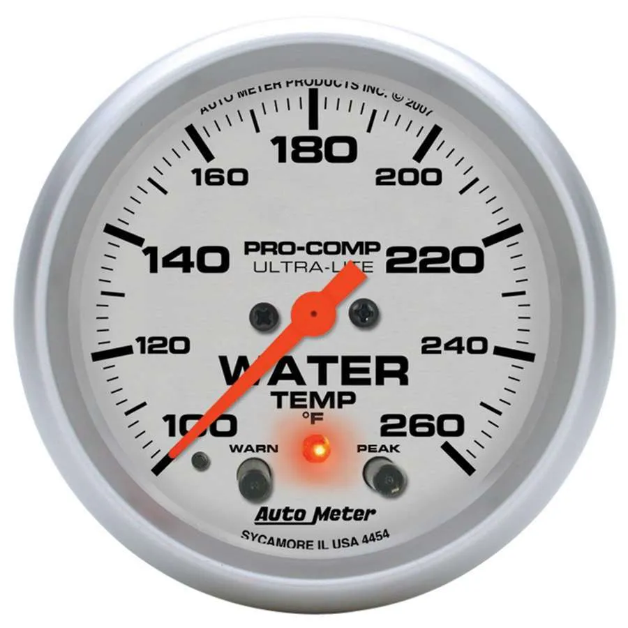 AUTOMETER 2-5/8in U/L Water Temp Gauge w/Peak & Warning 4454