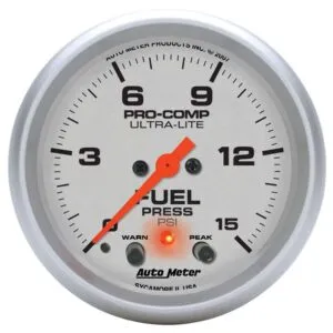 AUTOMETER 2-5/8in U/L Fuel Press. Gauge w/Peak & Warning 4470