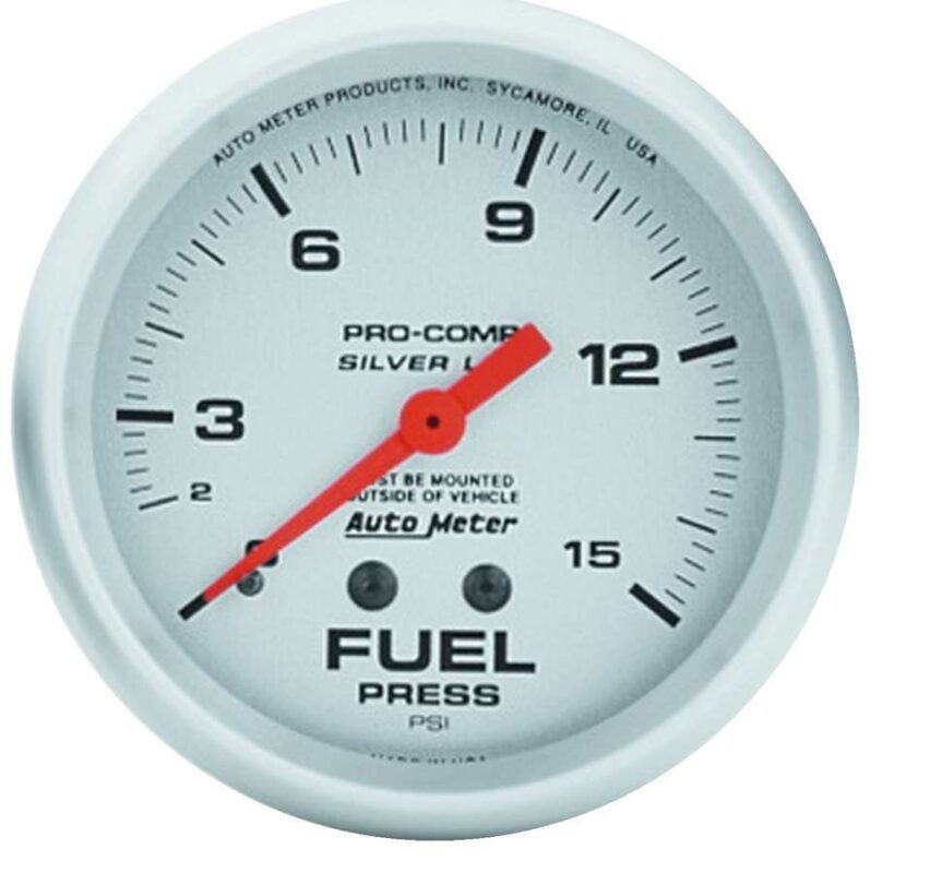 Autometer Pro Comp AUTOMETER Pro Comp 2-5/8in Silver Liq-Fill Fuel 0-15 PSI 4611