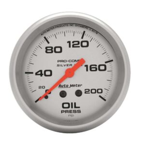AUTOMETER Pro Comp 2-5/8in Silver Liq-Fill Oil 0-200 PSI 4622