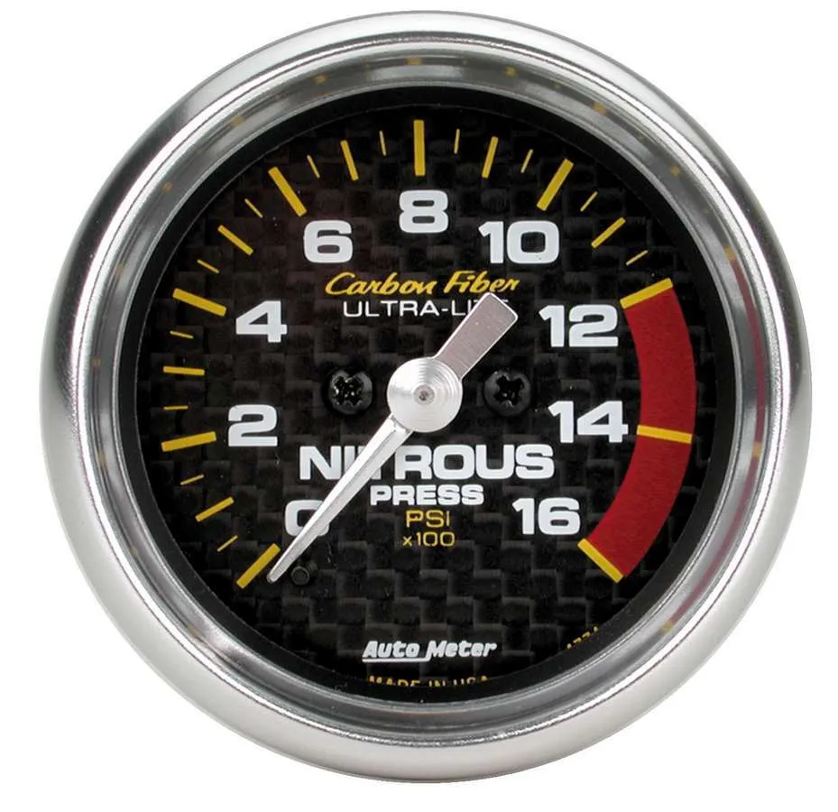 AUTOMETER 2-1/16in C/F Nitrous Press. Gauge 0-1600psi 4774