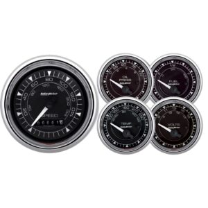 AUTOMETER 2/16 Chrono Chrome Gauge 5-Piece Gauge Kit 9708