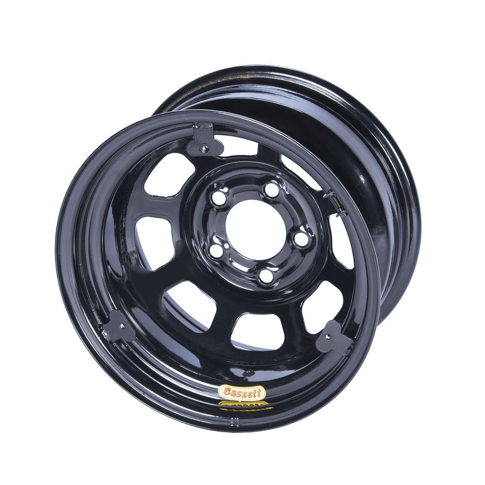BASSETT 15x8 IMCA Wheel D-Hole Black 5x5 w/ Tabs 58D52IRING