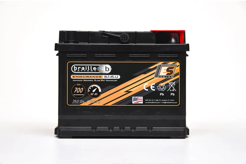 BRAILLE AUTO BATTERY 47-H5-L2 Endurance AGM Battery 700 CCA B47-H5-L2