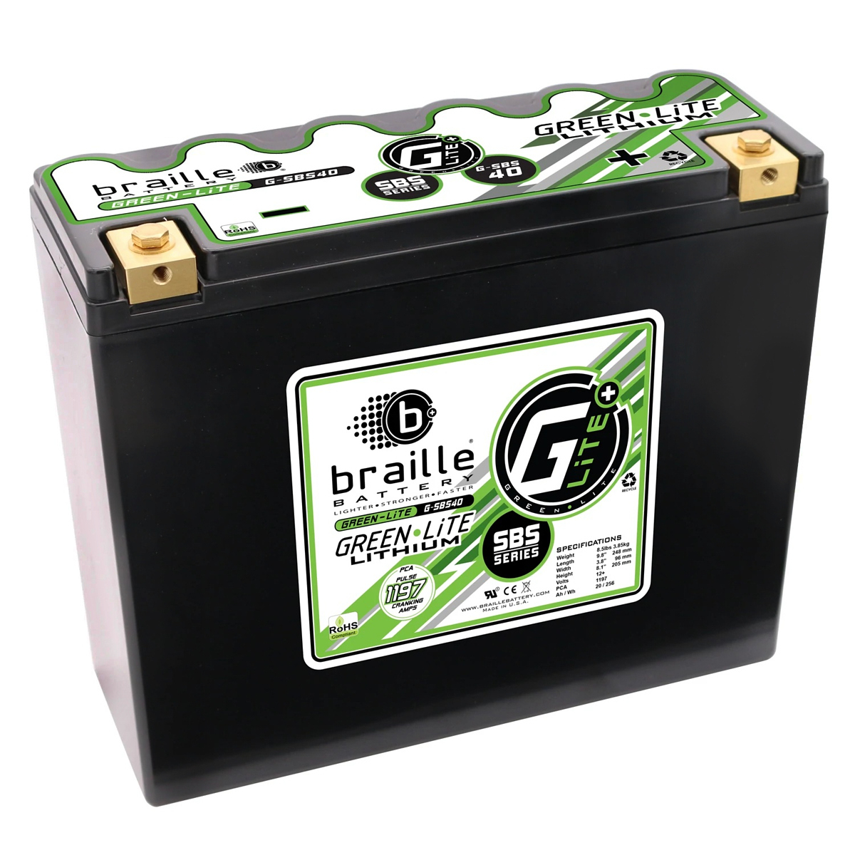 BRAILLE AUTO BATTERY Green-Lite Lithium G-SBC40 Battery 1197 Amp G-SBS40