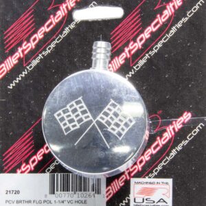BILLET SPECIALTIES Polished PCV Breather Cross-Flags Logo 21720