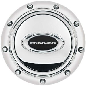 BILLET SPECIALTIES Horn Button Riveted Polished w/Black Logo 32715