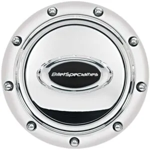 BILLET SPECIALTIES Horn Button Riveted Polished w/Black Logo 32715