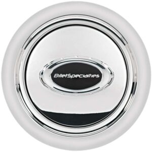 BILLET SPECIALTIES Horn Button Smooth Polished w/Black Logo 32725