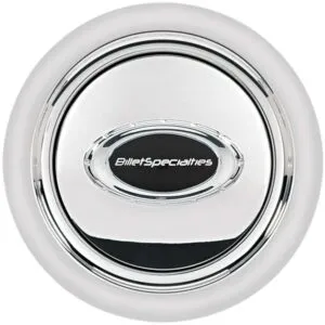 BILLET SPECIALTIES Horn Button Smooth Polished w/Black Logo 32725