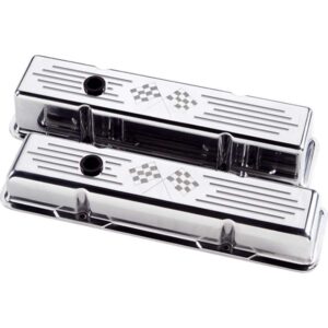 BILLET SPECIALTIES SBC Short Checkered Flag Valve Covers 95127
