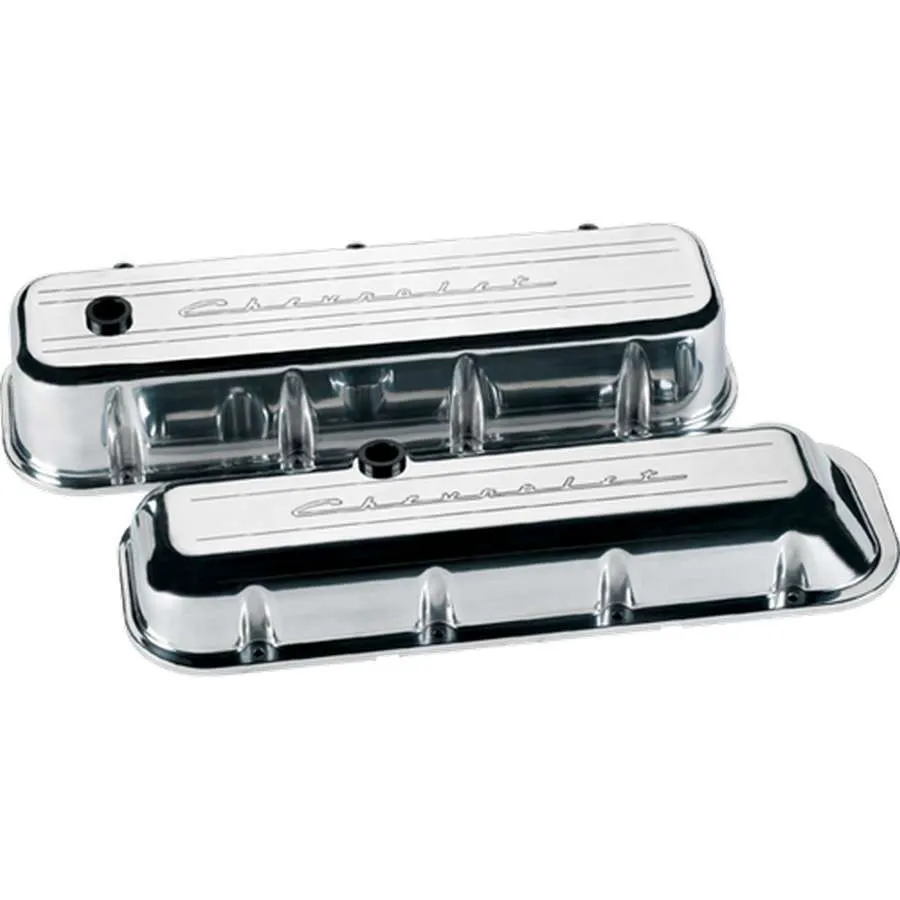 BILLET SPECIALTIES BBC Valve Covers Chevy Logo Short 96023