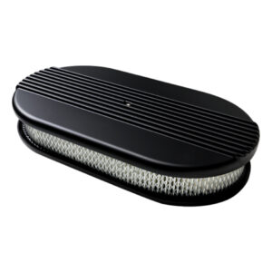BILLET SPECIALTIES Air Cleaner Large Oval Ribbed Black BLK15640