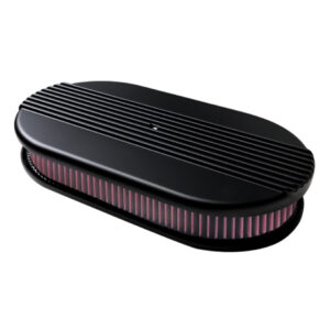 BILLET SPECIALTIES Air Cleaner Dual Quad Ribbed Black BLK15650