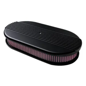 BILLET SPECIALTIES Air Cleaner Dual Quad Ribbed Black BLK15650