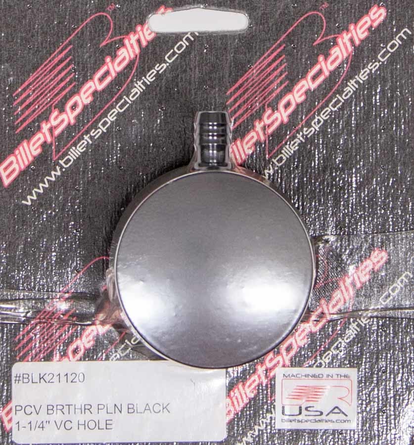 BILLET SPECIALTIES PCV Breather 1-1/4in VC Hole Black BLK21120