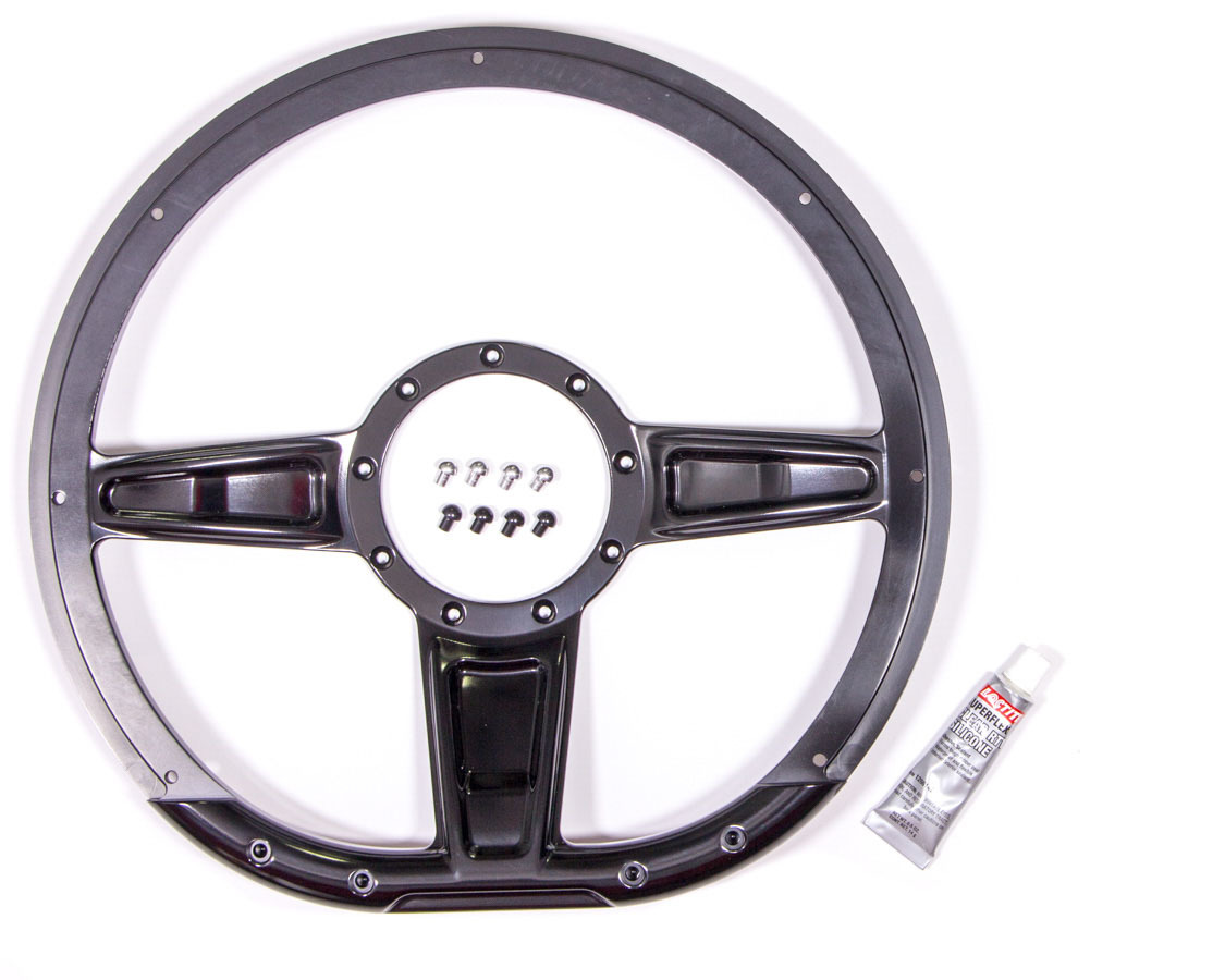 BILLET SPECIALTIES Steering Wheel Camber D-Shaped 14in Black BLK29402
