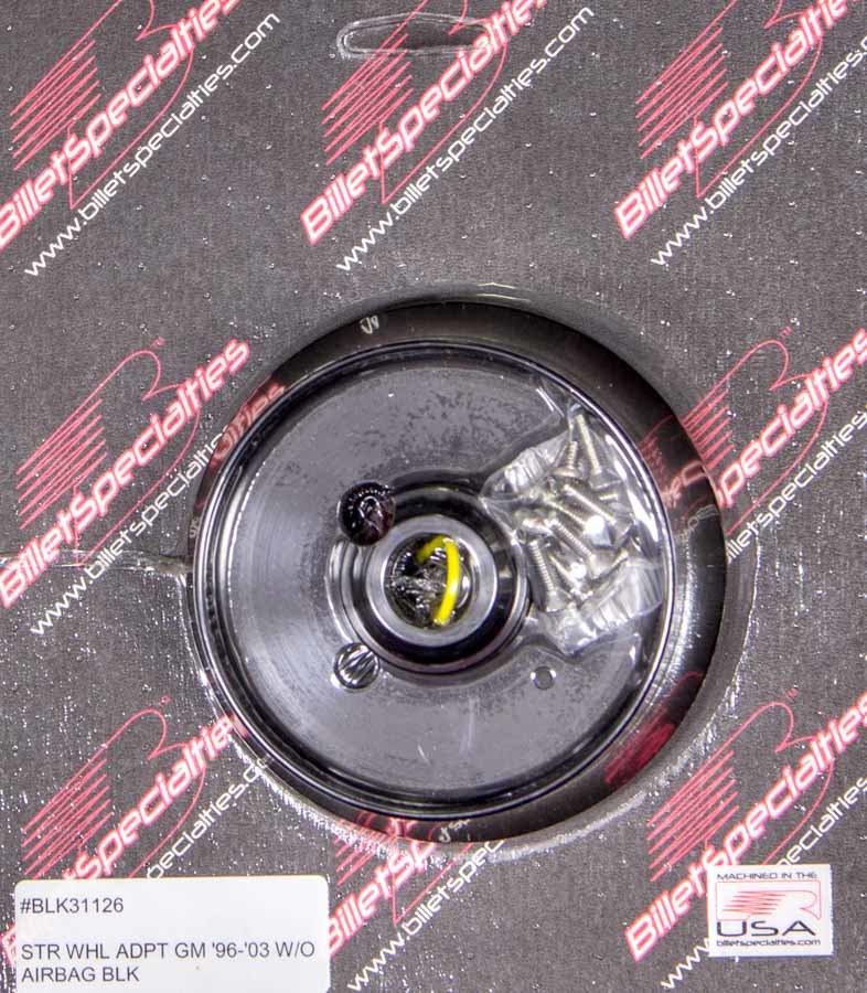 BILLET SPECIALTIES 96-03 GM Steering Wheel Adapter Black BLK31126